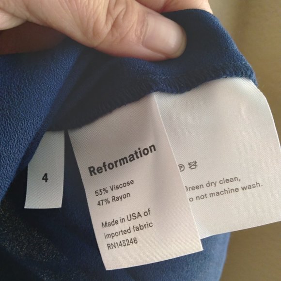 Reformation Sydney Long Sleeve Bow Tie Mini Dress in Blue/Danube NWOT - Picture 5 of 7